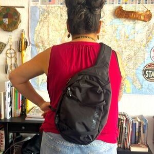 Patagonia Charcoal Black Atom 8 Sling Crossbody Backpack